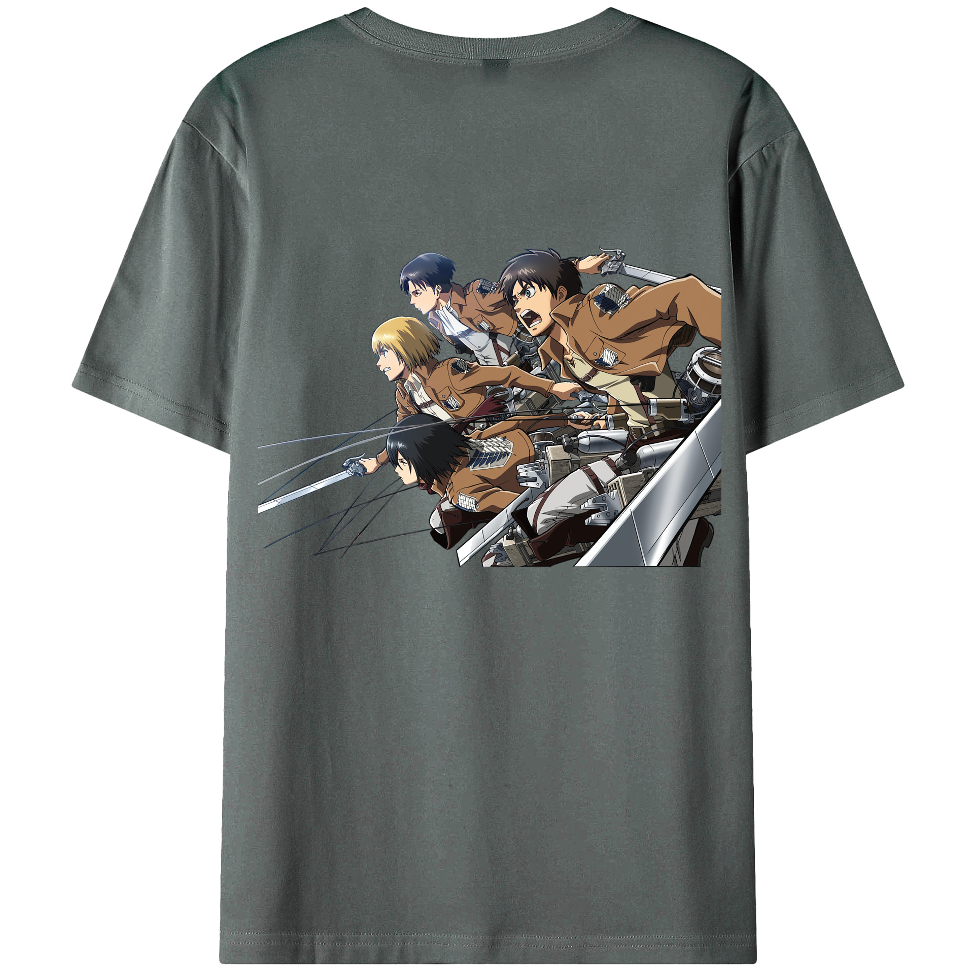 （画像用） 進撃の巨人 Attack on Titan 綿100％ メンズ半袖Tシャツ（バックプリント） 通気性